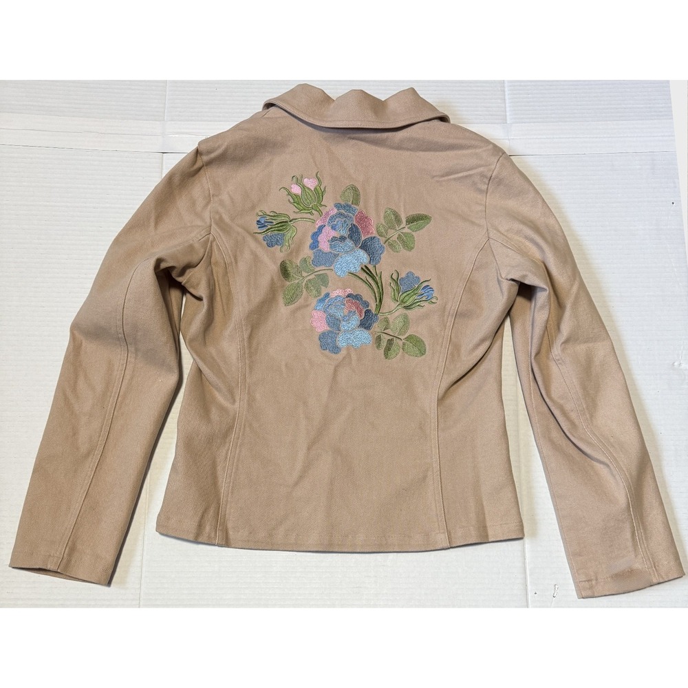 ARIAT - Women's Beige Rose Embroidered Western Blazer Jacket - Size Medium - Picture 2 of 7